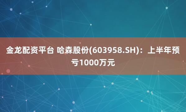 金龙配资平台 哈森股份(603958.SH)：上半年预亏1000万元