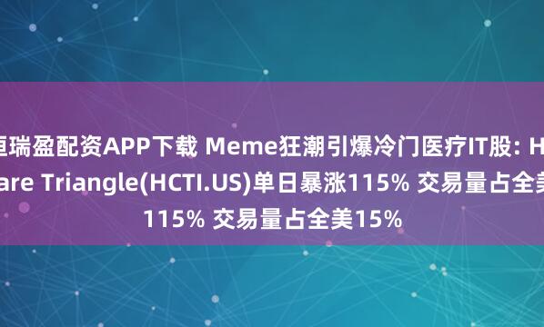 恒瑞盈配资APP下载 Meme狂潮引爆冷门医疗IT股: Healthcare Triangle(HCTI.US)单日暴涨115% 交易量占全美15%